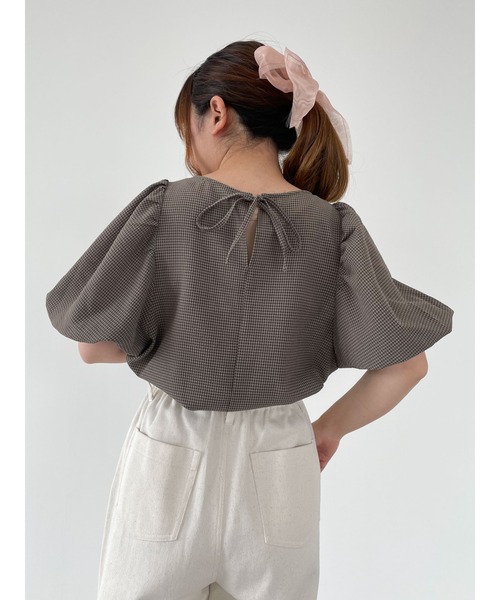 SLURR（スラ―）の「ギャザーパフチェックブラウス（シャツ/ブラウス・レディース・ブラック/ベージュ/モカ・FREE）」の15枚目の写真