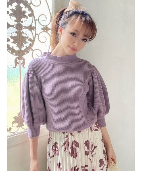 RESEXXY(リゼクシー)の「バックリボンボリュームニットトップス(ニット/セーター・レディース・ブラック/ラベンダー/ブラウン/ベージュ・FREE)」の8枚目の写真