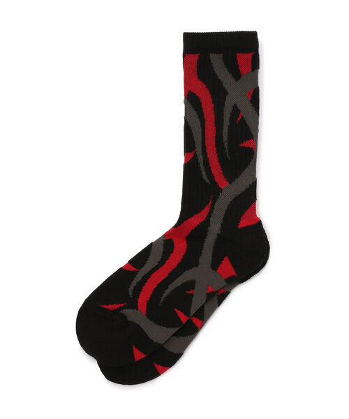 DANKE SCHON(ダンケシェーン)の「DankeSchon/ダンケシェーン/トライバルソックス/TRIBAL SOCKS(ソックス/靴下・メンズ・グレー/レッド・FREE)」の2枚目の写真
