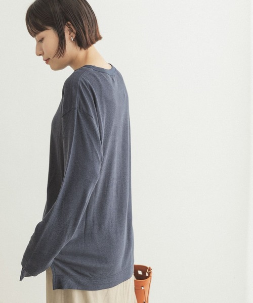 FORK&SPOON（フォークアンドスプーン）の「FORK&SPOON　麻レーヨンテレコロングスリーブカットソー（Tシャツ/カットソー・レディース・アイボリー/ネイビー・ONE）」の12枚目の写真