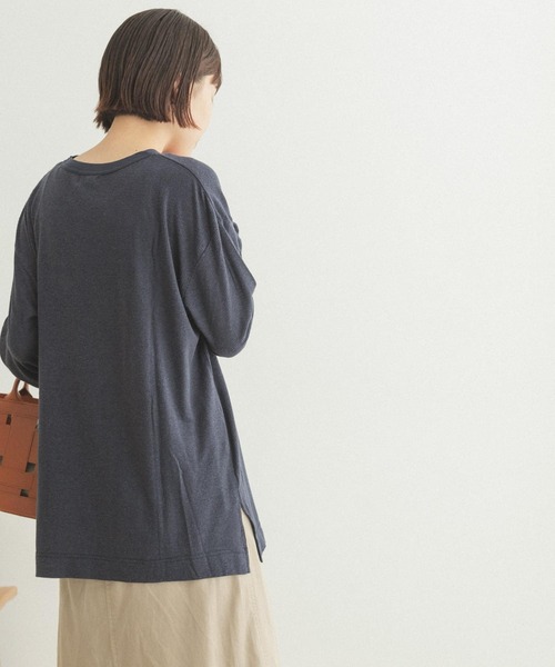 FORK&SPOON（フォークアンドスプーン）の「FORK&SPOON　麻レーヨンテレコロングスリーブカットソー（Tシャツ/カットソー・レディース・アイボリー/ネイビー・ONE）」の8枚目の写真