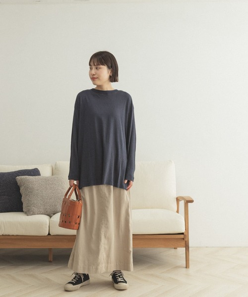 FORK&SPOON（フォークアンドスプーン）の「FORK&SPOON　麻レーヨンテレコロングスリーブカットソー（Tシャツ/カットソー・レディース・アイボリー/ネイビー・ONE）」の13枚目の写真