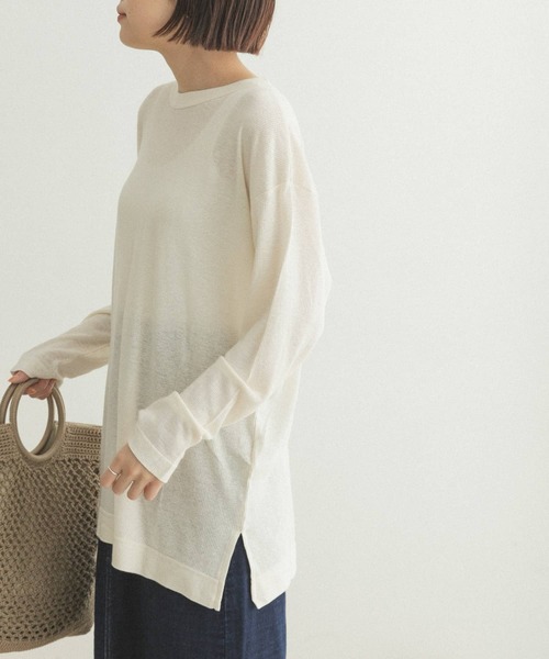 FORK&SPOON（フォークアンドスプーン）の「FORK&SPOON　麻レーヨンテレコロングスリーブカットソー（Tシャツ/カットソー・レディース・アイボリー/ネイビー・ONE）」の14枚目の写真