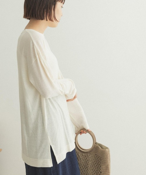 FORK&SPOON（フォークアンドスプーン）の「FORK&SPOON　麻レーヨンテレコロングスリーブカットソー（Tシャツ/カットソー・レディース・アイボリー/ネイビー・ONE）」の21枚目の写真