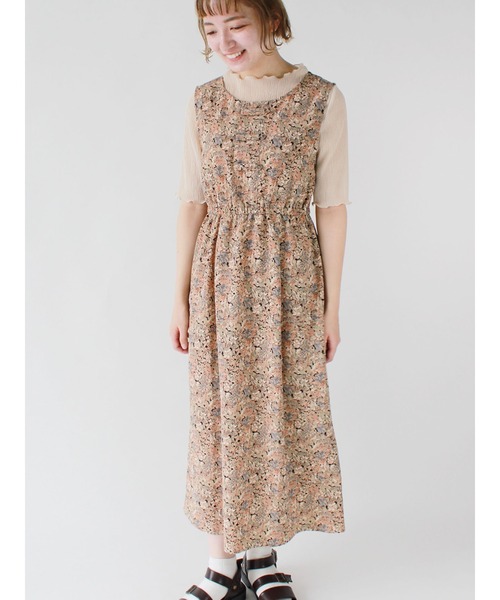 ehka sopo(エヘカソポ)の「花柄ノースリーブワンピース(ワンピース・レディース・モカ/ベージュ/ミント・フリ-)」の2枚目の写真