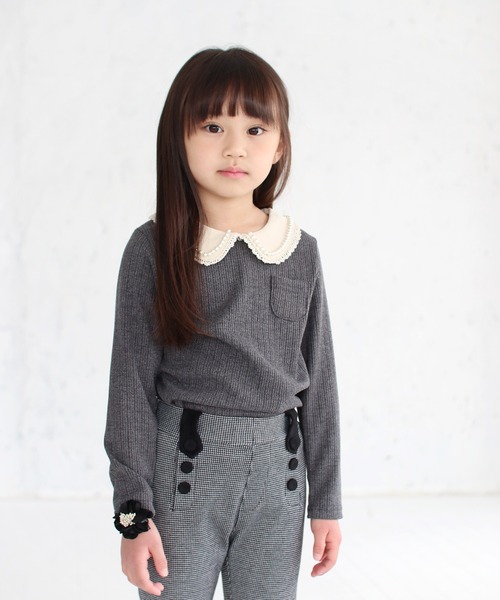 Rora（ローラ）の「ルシアン トップス(2olor)（Tシャツ/カットソー・キッズ・チャコールグレー/クリーム・100/120/140/110/130/150）」の3枚目の写真