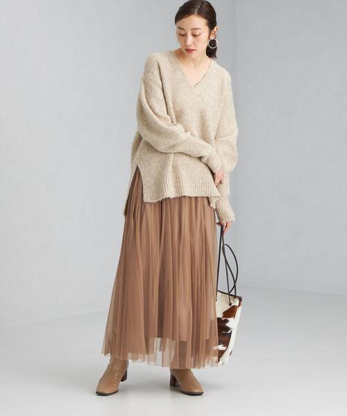 green label relaxing(グリーンレーベルリラクシング)の「チュール フレア スカート(スカート・レディース・ライトブルー/ブラック/ベージュ・FREE)」の4枚目の写真