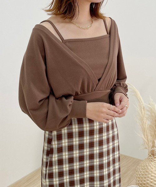 apres jour clair（アプレジュールクレア）の「【apres jour clair】2wayショートアンサンブル【ZOZOTOWN限定アイテム】（Tシャツ/カットソー・レディース・ミント/アイボリー/ブラウン系その他・X-LARGE/フリー）」の2枚目の写真