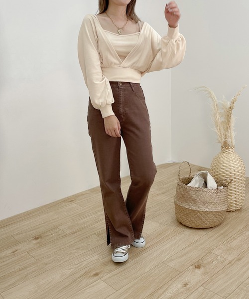 apres jour clair（アプレジュールクレア）の「【apres jour clair】2wayショートアンサンブル【ZOZOTOWN限定アイテム】（Tシャツ/カットソー・レディース・ミント/アイボリー/ブラウン系その他・X-LARGE/フリー）」の9枚目の写真