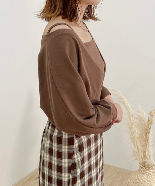 apres jour clair（アプレジュールクレア）の「【apres jour clair】2wayショートアンサンブル【ZOZOTOWN限定アイテム】（Tシャツ/カットソー・レディース・ミント/アイボリー/ブラウン系その他・X-LARGE/フリー）」の13枚目の写真