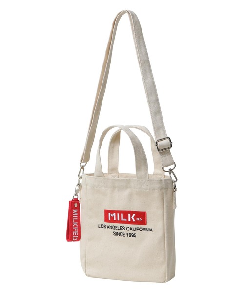 MILKFED.（ミルクフェド）の「BAR AND UNDERLOGO SQUARE SHOULDER BAG/ショルダーバッグ（ショルダーバッグ・レディース・ホワイト/ブラック/ベージュ/パープル/レッド/ピンク/A・ONE SIZE）」の6枚目の写真