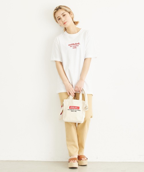 MILKFED.（ミルクフェド）の「BAR AND UNDERLOGO SQUARE SHOULDER BAG/ショルダーバッグ（ショルダーバッグ・レディース・ホワイト/ブラック/ベージュ/パープル/レッド/ピンク/A・ONE SIZE）」の20枚目の写真