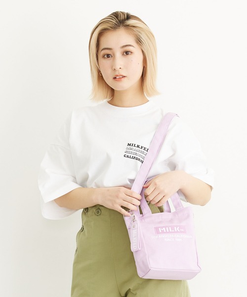 MILKFED.（ミルクフェド）の「BAR AND UNDERLOGO SQUARE SHOULDER BAG/ショルダーバッグ（ショルダーバッグ・レディース・ホワイト/ブラック/ベージュ/パープル/レッド/ピンク/A・ONE SIZE）」の17枚目の写真