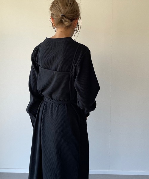 y/m by misato（イムバイミサト）の「カットリブラップキャミワンピース（ワンピース・レディース・ブラック/ブラウン/オフホワイト・FREE）」の20枚目の写真