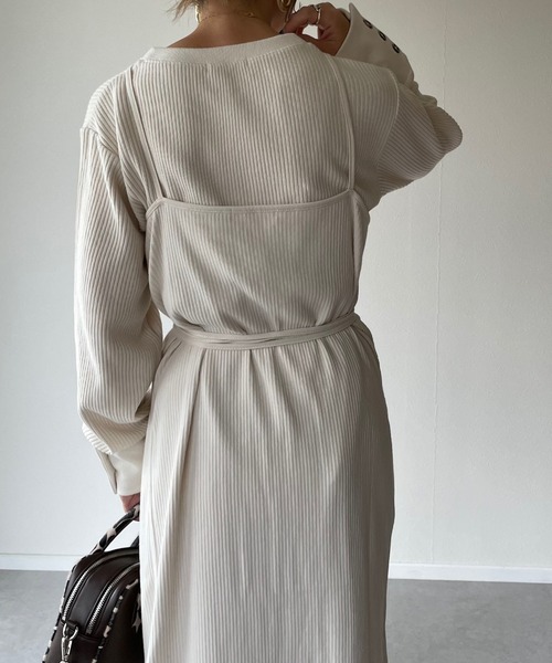 y/m by misato（イムバイミサト）の「カットリブラップキャミワンピース（ワンピース・レディース・ブラック/ブラウン/オフホワイト・FREE）」の12枚目の写真