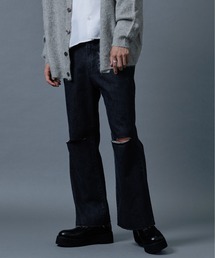 Ellno Loset | スリムフレアダメージデニムパンツ(デニムパンツ)