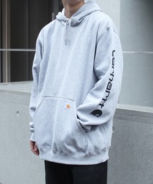 【carhartt】カーハート袖プリント 長袖 ワッペン 裏起毛プルオーバーパーカー K288