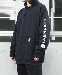 【carhartt】カーハート袖プリント 長袖 ワッペン 裏起毛プルオーバーパーカー K288