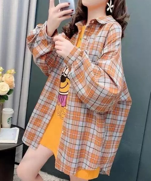 KOR(ケーオーアール)の「オーバーサイズ ドロップショルダー チェックネルシャツ(シャツ/ブラウス・レディース・ピンクベージュ/ライトピンク/ピンク系その他2/イエロー系その他4/グレー系その他3/グレー系その他5/イエロー系その他2/グリーン系その他2/ブルー系その他4/グリーン系その他4/ブラウン系その他4/ピンク系その他4/ピンク系その他5/グリーン系その他/レッド/レッド系その他3/ブルー/グリーン/イエロー系その他6/イエロー/オレンジ/ピンク系その他/イエロー系その他3/グレー系その他6/レッド系その他2/グレー系その他4/ブルー系その他/グリーン系その他3/ピンク/グリーン系その他6/ブラウン系その他/ブラウン系その他3/イエロー系その他/ブルー系その他3/グレー/グレー系その他2/イエロー系その他7/イエロー系その他5/ブルー系その他2/ピンク系その他6/グリーン系その他7/ブラウン系その他2/ブラウン/ピンク系その他3/パープル/グリーン系その他5/レッド系その他/グレー系その他・L/M/S/XL/2XL)」の13枚目の写真