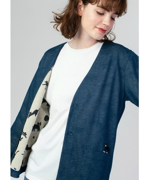 Design Tshirts Store graniph(デザイン ティーシャツ ストア グラニフ)の「ホワイトアンドブルーソックス|ダブルフェイスカーディガン(カーディガン/ボレロ・メンズ・ネイビー・SMALL/MEDIUM/LARGE)」の9枚目の写真