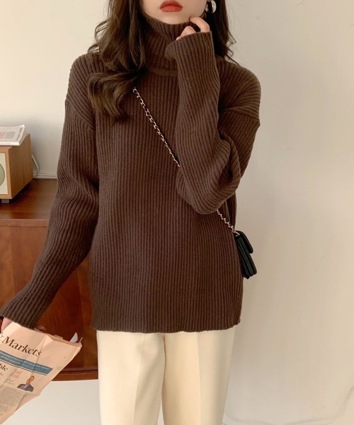 ABITOKYO(アビトーキョー)の「【ABITOKYO ORIGINAL】カラータートルニットトップス(ニット/セーター・レディース・ブラック/パープル/ブラウン/グレー/オフホワイト/ピンク/イエロー/グリーン・FREE)」の5枚目の写真