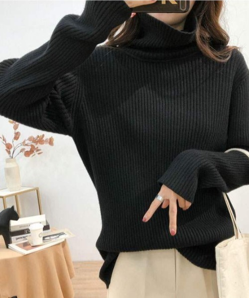 ABITOKYO(アビトーキョー)の「【ABITOKYO ORIGINAL】カラータートルニットトップス(ニット/セーター・レディース・ブラック/パープル/ブラウン/グレー/オフホワイト/ピンク/イエロー/グリーン・FREE)」の22枚目の写真