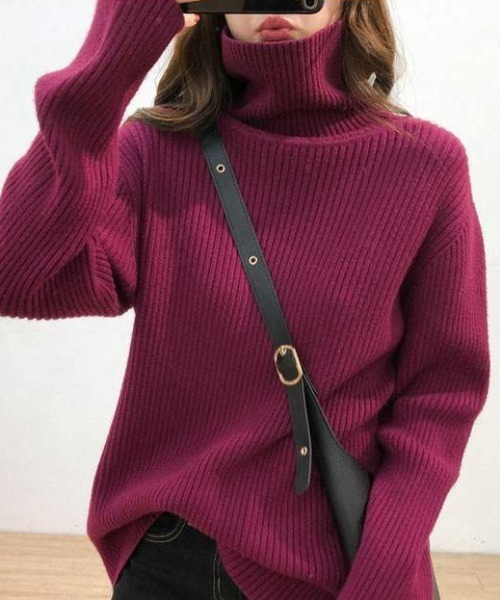 ABITOKYO(アビトーキョー)の「【ABITOKYO ORIGINAL】カラータートルニットトップス(ニット/セーター・レディース・ブラック/パープル/ブラウン/グレー/オフホワイト/ピンク/イエロー/グリーン・FREE)」の14枚目の写真