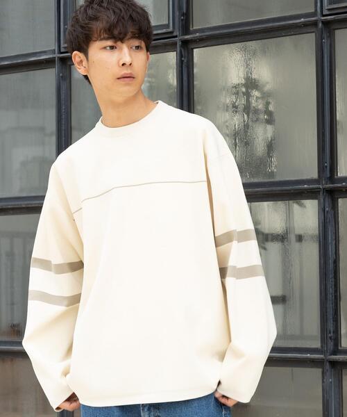 coen（コーエン）の「フットボールクルーネックニット（Tシャツ/カットソー・メンズ・ブラック/ベージュ・MEDIUM/X-LARGE/SMALL/LARGE）」の2枚目の写真