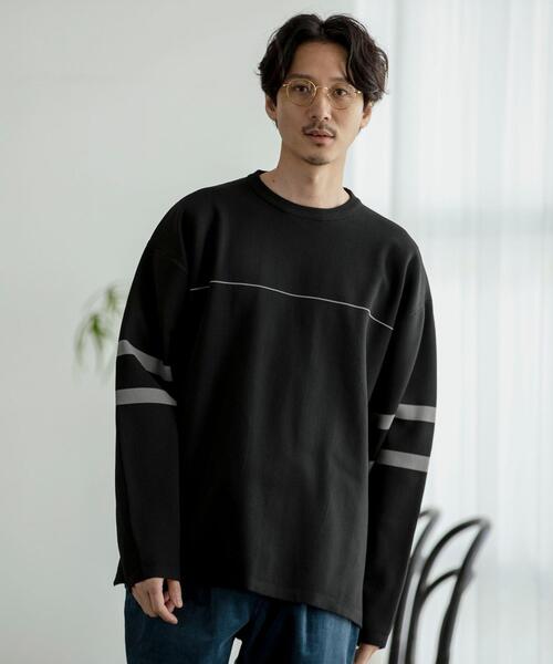 coen（コーエン）の「フットボールクルーネックニット（Tシャツ/カットソー・メンズ・ブラック/ベージュ・MEDIUM/X-LARGE/SMALL/LARGE）」の5枚目の写真