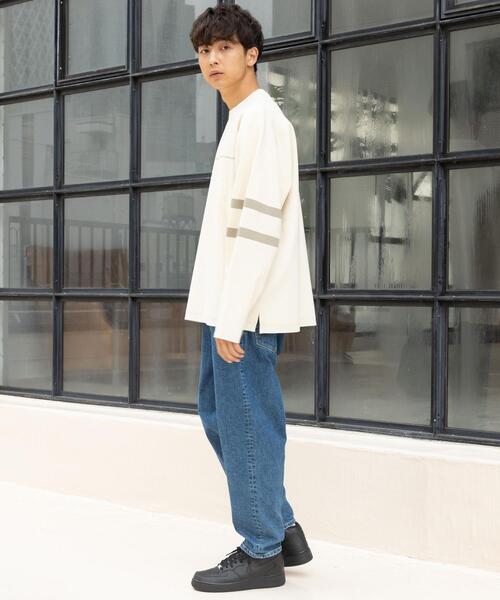 coen（コーエン）の「フットボールクルーネックニット（Tシャツ/カットソー・メンズ・ブラック/ベージュ・MEDIUM/X-LARGE/SMALL/LARGE）」の9枚目の写真