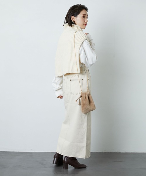 FREAK'S STORE（フリークスストア）の「デニムロングスカート(タイトスカート)（デニムスカート・レディース・ナチュラル/ブラック/ネイビー・マルチサイズ）」の6枚目の写真