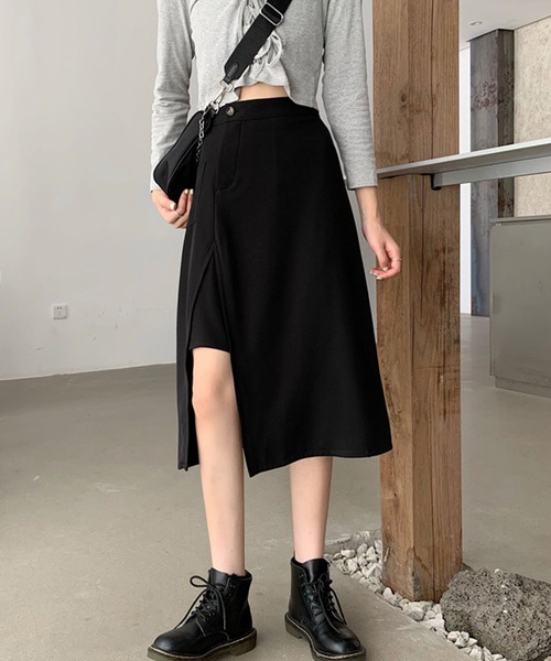 meJane（ミージェーン）の「アシンメトリーミディAラインスカート【ZOZOTOWN限定】（スカート・レディース・ブラック・S/M）」の4枚目の写真