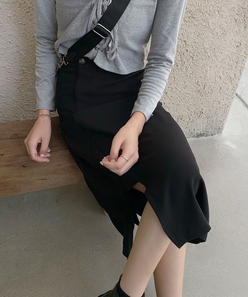 meJane（ミージェーン）の「アシンメトリーミディAラインスカート【ZOZOTOWN限定】（スカート・レディース・ブラック・S/M）」の3枚目の写真