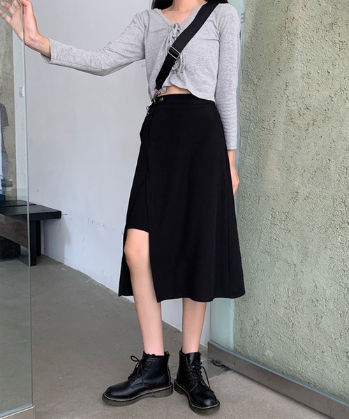 meJane（ミージェーン）の「アシンメトリーミディAラインスカート【ZOZOTOWN限定】（スカート・レディース・ブラック・S/M）」の6枚目の写真