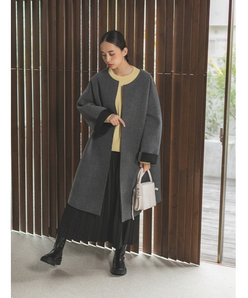 エブール　ボンディングコート　ノーカラー　黒　38 FUNALIVE（ファンアライブ） ノーカラーコート コート ボンディング