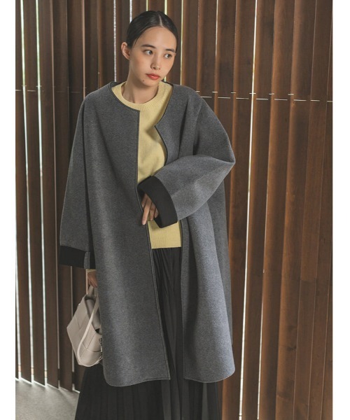 fifth（フィフス）の「ノーカラーボンディングコート（ノーカラーコート・レディース・チャコールグレー/ブラック・SMALL/MEDIUM）」の9枚目の写真