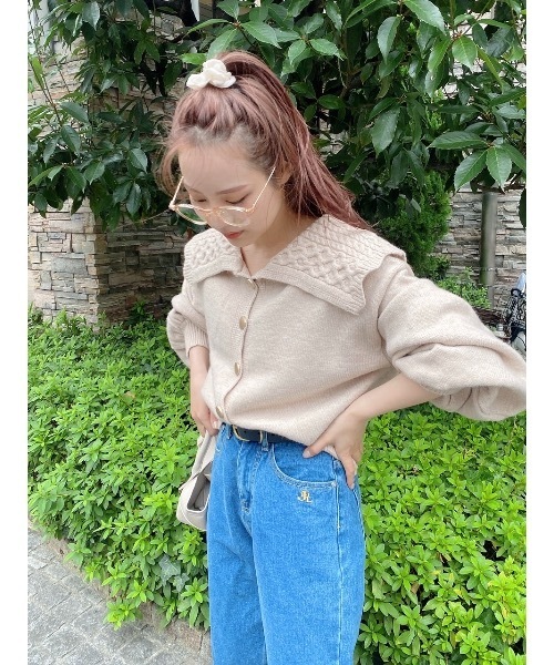 JUMELLE（ジュメロ）の「ミックスニットカーディガン（ニット/セーター・レディース・ベージュ・FREE）」の2枚目の写真