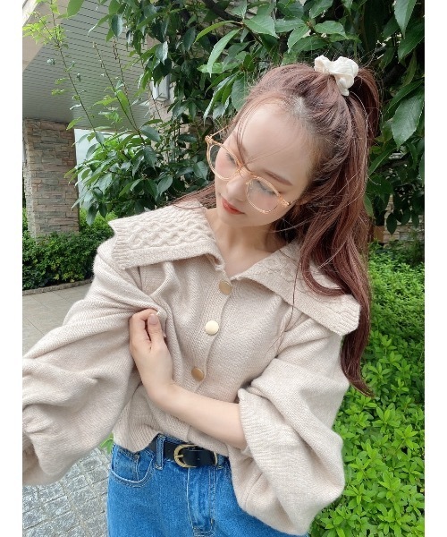 JUMELLE（ジュメロ）の「ミックスニットカーディガン（ニット/セーター・レディース・ベージュ・FREE）」の16枚目の写真