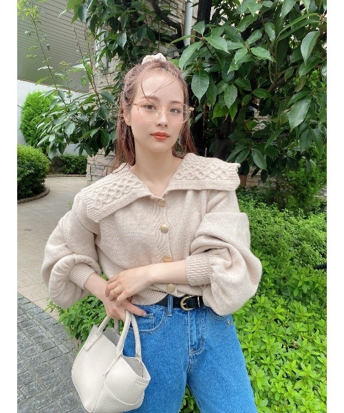 JUMELLE（ジュメロ）の「ミックスニットカーディガン（ニット/セーター・レディース・ベージュ・FREE）」の13枚目の写真