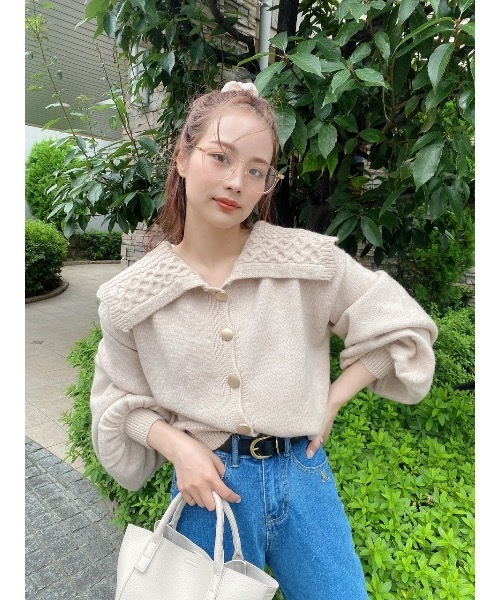 JUMELLE（ジュメロ）の「ミックスニットカーディガン（ニット/セーター・レディース・ベージュ・FREE）」の7枚目の写真