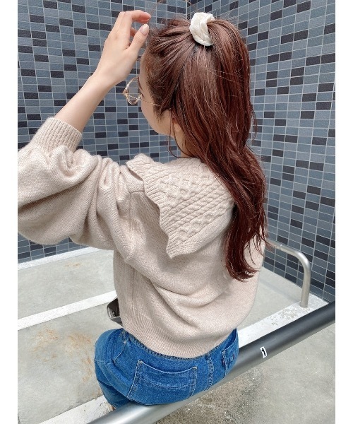 JUMELLE（ジュメロ）の「ミックスニットカーディガン（ニット/セーター・レディース・ベージュ・FREE）」の20枚目の写真