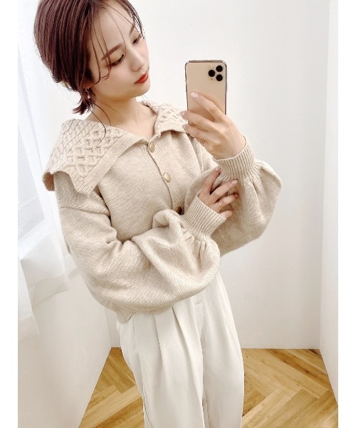 JUMELLE（ジュメロ）の「ミックスニットカーディガン（ニット/セーター・レディース・ベージュ・FREE）」の12枚目の写真