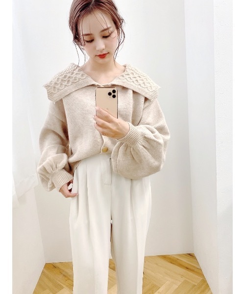 JUMELLE（ジュメロ）の「ミックスニットカーディガン（ニット/セーター・レディース・ベージュ・FREE）」の18枚目の写真