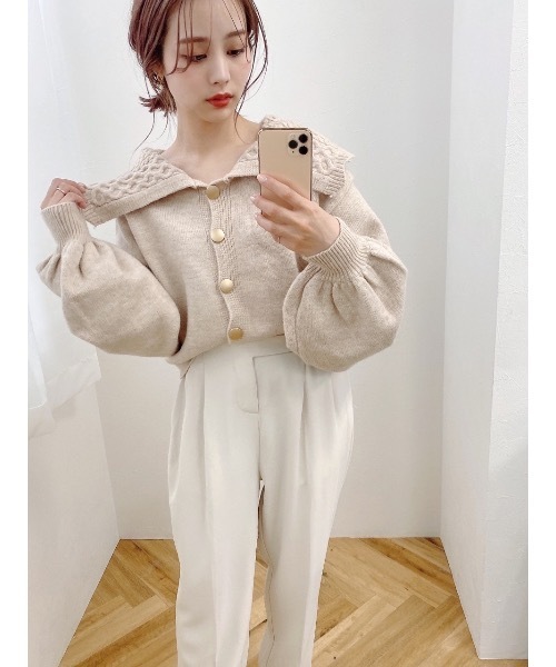 JUMELLE（ジュメロ）の「ミックスニットカーディガン（ニット/セーター・レディース・ベージュ・FREE）」の9枚目の写真