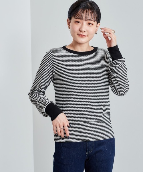 cepo(セポ)の「ワッフルボーダーロンTee(Tシャツ/カットソー・レディース・ブラック/ブラウン/グレー・M)」の14枚目の写真