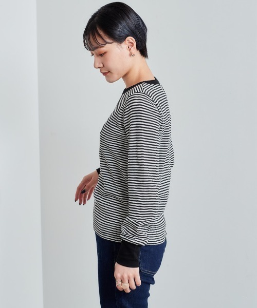 cepo(セポ)の「ワッフルボーダーロンTee(Tシャツ/カットソー・レディース・ブラック/ブラウン/グレー・M)」の13枚目の写真