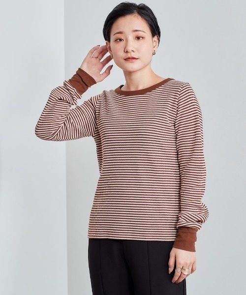 cepo(セポ)の「ワッフルボーダーロンTee(Tシャツ/カットソー・レディース・ブラック/ブラウン/グレー・M)」の6枚目の写真