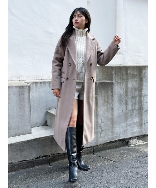 ENVYM（アンビー）の「メルトンＬＯＮＧ ＣＴ（その他アウター・レディース・ベージュ/ブラック/アイボリー・FREE）」の3枚目の写真