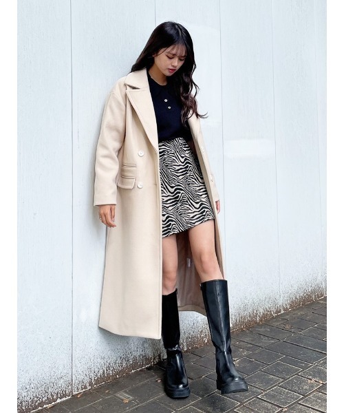 ENVYM（アンビー）の「メルトンＬＯＮＧ ＣＴ（その他アウター・レディース・ベージュ/ブラック/アイボリー・FREE）」の4枚目の写真