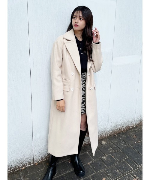 ENVYM（アンビー）の「メルトンＬＯＮＧ ＣＴ（その他アウター・レディース・ベージュ/ブラック/アイボリー・FREE）」の6枚目の写真